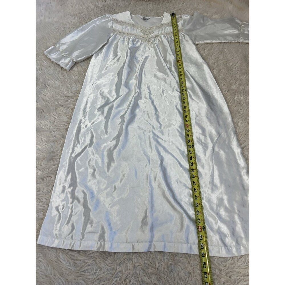 Sophia Morgan Vintage White Satin Nightgown Lace Embroidered Cottagecore Large - Picture 3 of 9